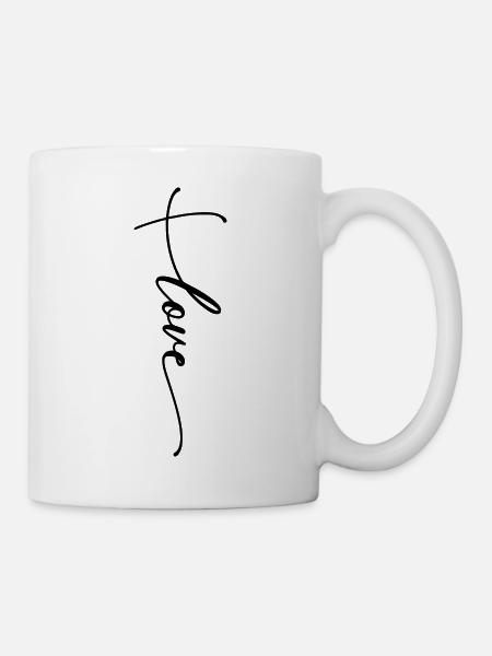 Love Kreuz Schreibschrift - Tasse - Weiß