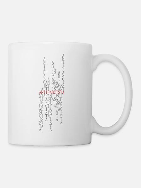 Antifascista Typo Collage rouge/gris - Mug blanc - blanc