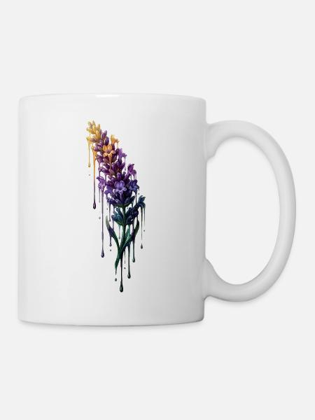 Lavendel mit tropfender Farbe - Tasse - Weiß