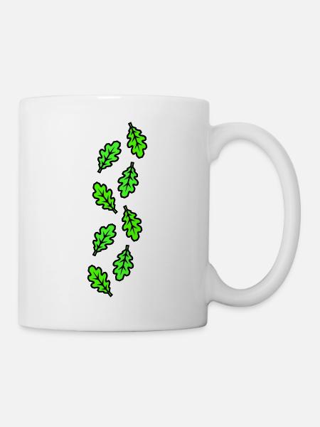 Eichenblatt Blätter Laub - Tasse - Weiß
