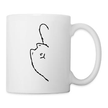 Schräge Katze - Tasse - Weiß - Rechts