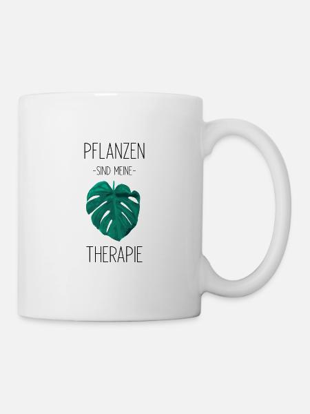 Pflanzen sind meine Therapie - Tasse - Weiß