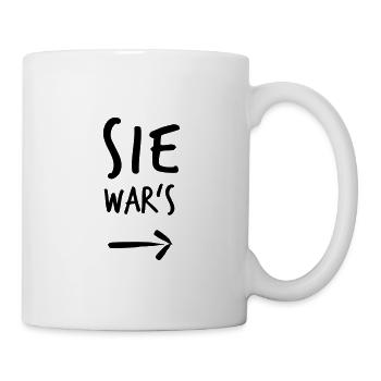 Sie war's! // Pfeil rechts --> - Tasse - Weiß - Rechts