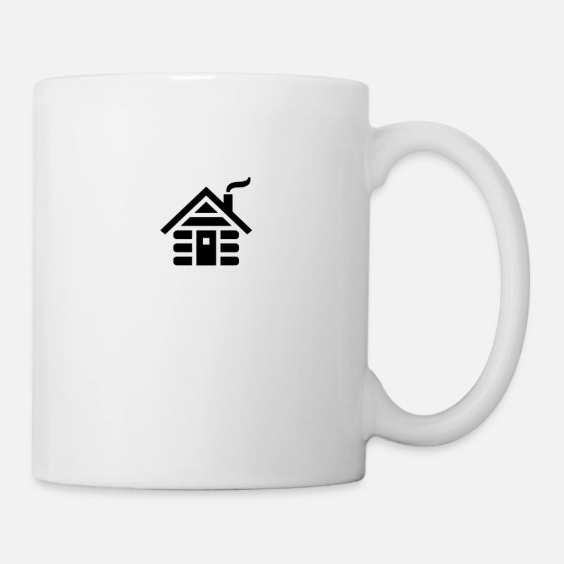 Hütte mit Rauch (schwarz) - Tasse - Weiß