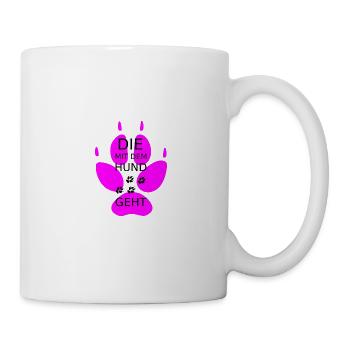 Die mit dem Hund geht mit Pfote rosa - Tasse - Weiß - Rechts