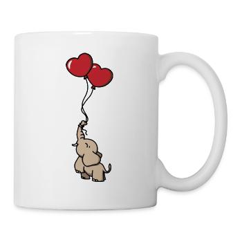 Baby Elefant mit Herzen / Elephant & Hearts - Tasse - Weiß - Rechts