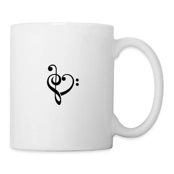 Ich liebe Musik Herz Notenschlüssel, Bassschlüssel - Tasse - Weiß - Rechts