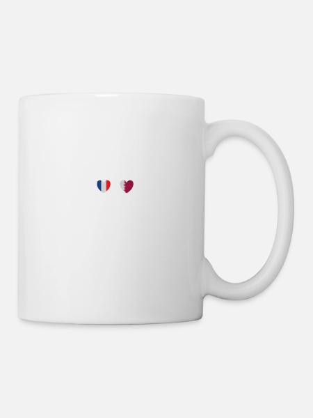 Drapeaux de la France et du Qatar Drapeau qatari - Mug blanc - blanc