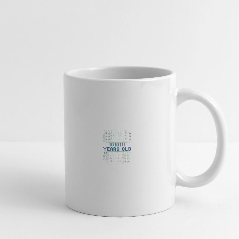 87e anniversaire 87 ans Codeur de code binaire Mug blanc