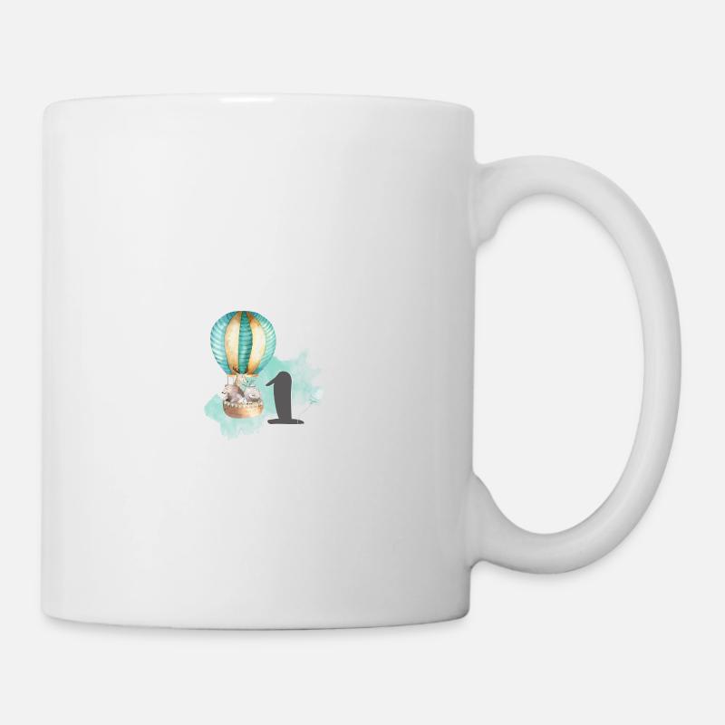 1er anniversaire, un, premier, montgolfière animaux - Mug blanc - blanc