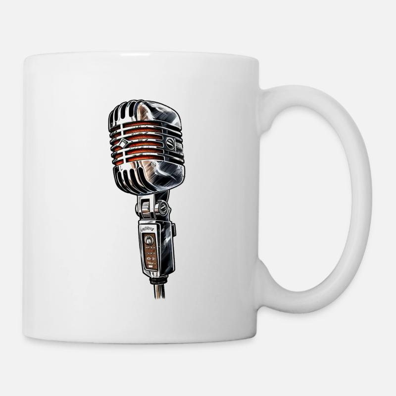 Mikrofon Retro Zeichnung - Tasse - Weiß
