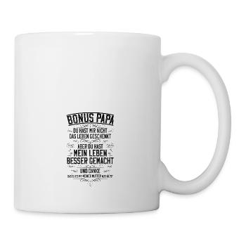 Bonus Papa Stiefvater Tochter Sohn Vatertag - Tasse - Weiß - Rechts