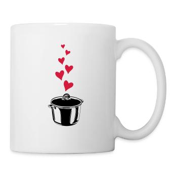 kochtopf topf kochen silhouette herz liebe - Tasse - Weiß - Rechts
