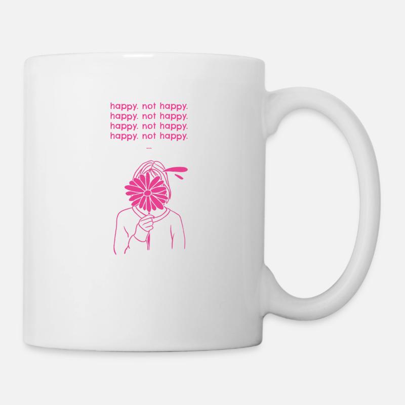 Citations non motivantes - heureux, pas heureux - Mug blanc - blanc