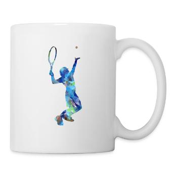 Tennisspieler Aufschlag Blau! Cool, Geschenk, Idee - Tasse - Weiß - Rechts