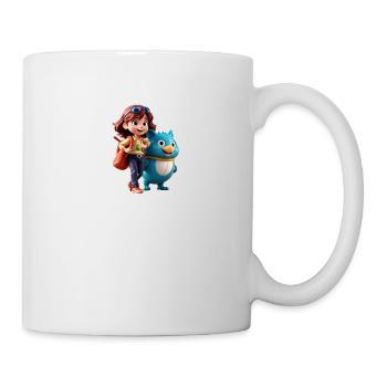 Fille avec compagnon amical - Mug blanc - blanc - Droite