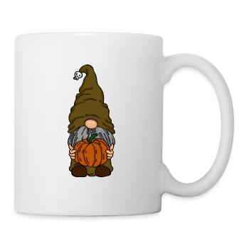 Gnom mit Kürbis und Schädelhut, Süß, Halloween  - Tasse - Weiß - Rechts