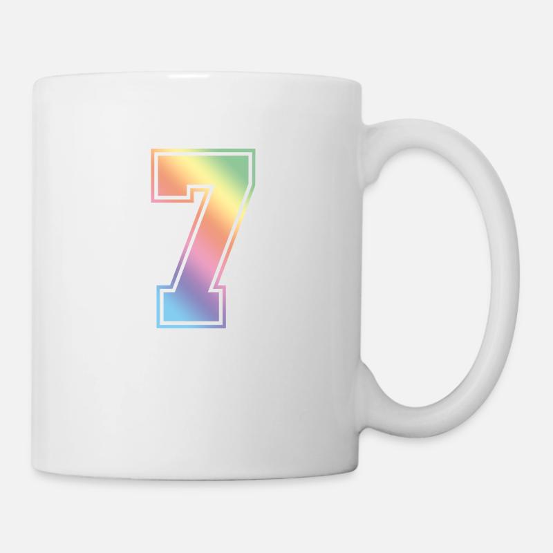 7 Zahl Bunt - Tasse - Weiß