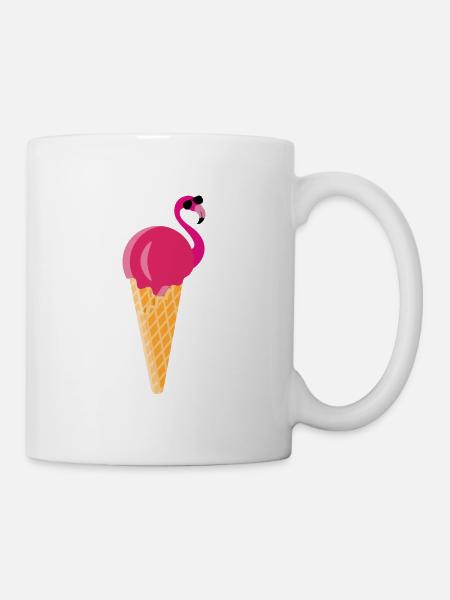 Ice cream Waffeleis Eiskugel Flamingo Eis - Tasse - Weiß