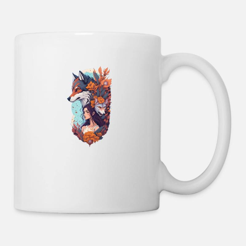 shewolfdaughter loup loup fleurs - Mug blanc - blanc