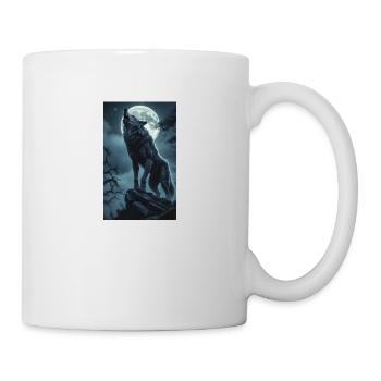Wolf bei Vollmond - Tasse - Weiß - Rechts