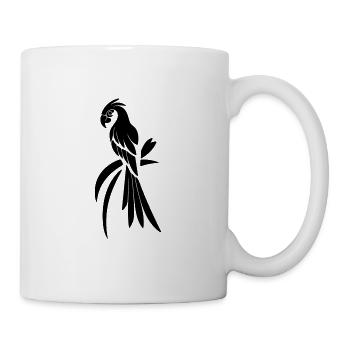 Perroquet Portrait Tatouage Élégant Oiseau Dessin - Mug blanc - blanc - Droite