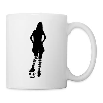Mädchen spielen Fußball - Tasse - Weiß - Rechts