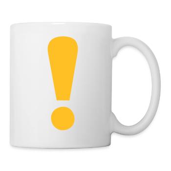 Stylo et papier questsigns point d'exclamation jaune - Mug blanc - blanc - Droite