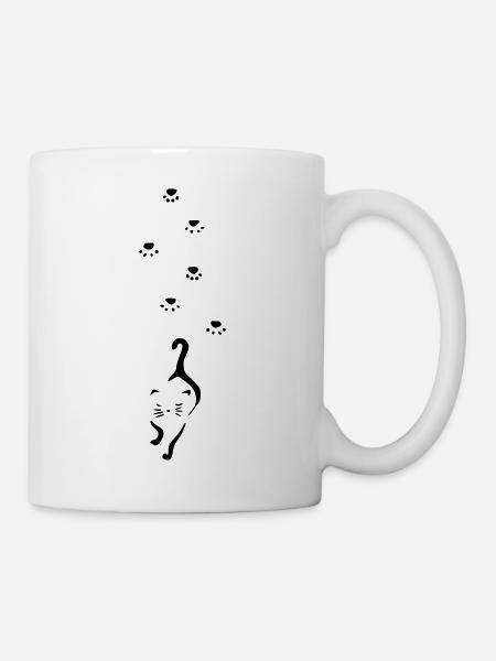 cat with paw print - Mug - white