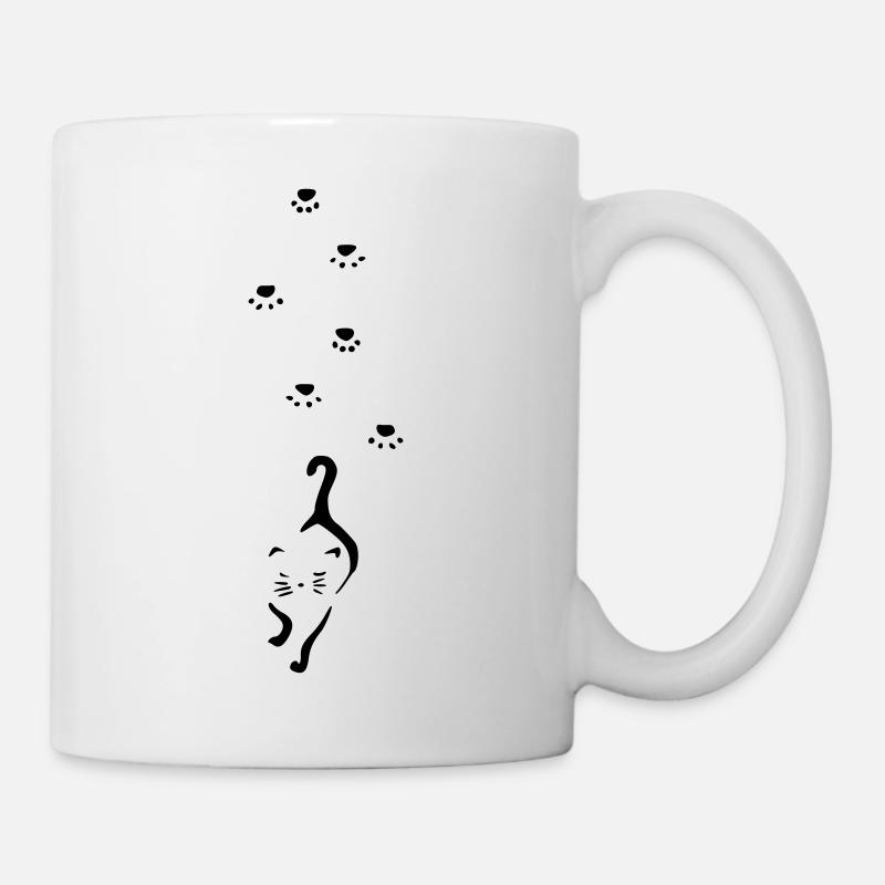 chat avec empreinte de pattes - Mug blanc - blanc