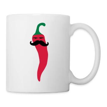 hot chili moustache gemüse vegan mexican - Tasse - Weiß - Rechts