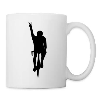 Rennradfahrer zeigt Peace - Tasse - Weiß - Rechts