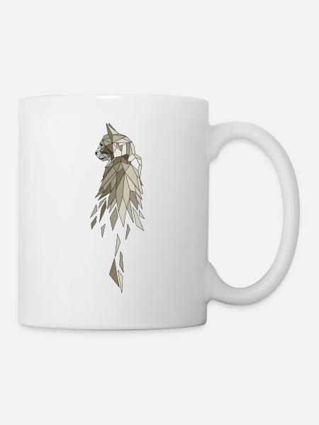 Katze braun beige Polygon - Tasse - Weiß