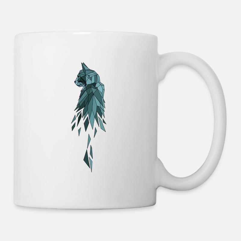 Katze polygon blau - Tasse - Weiß