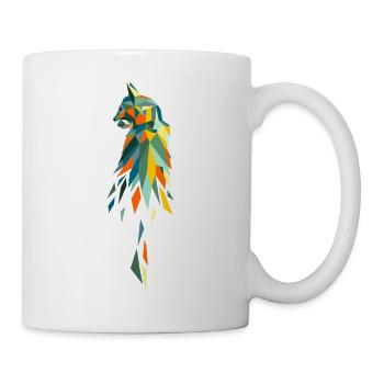 chat polygone rétro coloré - Mug blanc - blanc - Droite