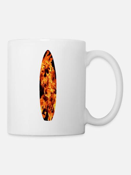 Planche de surf en flammes - Mug blanc - blanc