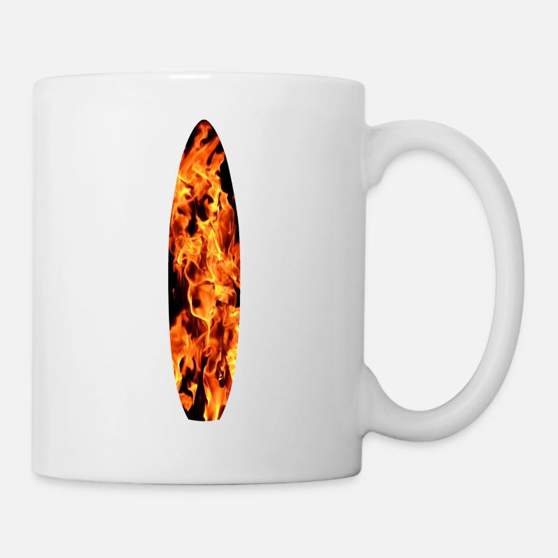 Surfboard in Flammen - Tasse - Weiß