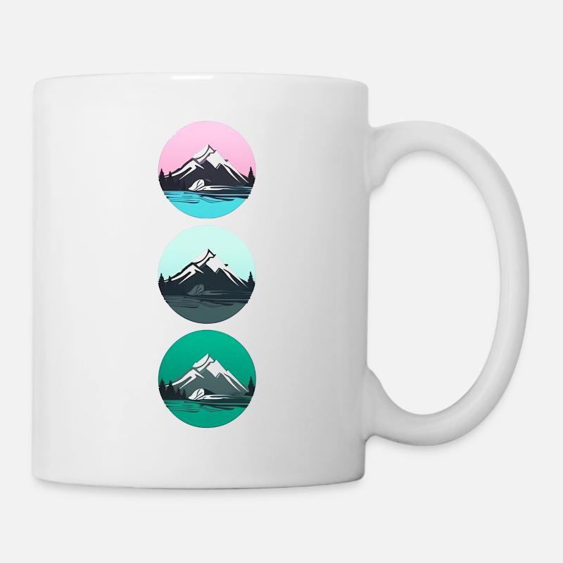 Mountain Landscape Geometric Art - Mug - white