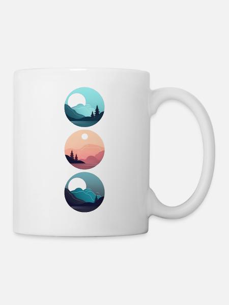 Mountain Landscape Geometric Art - Mug - white