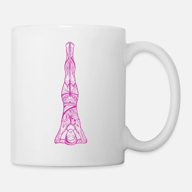 03 Sirshasana or Head Yoga | Drawing Strokes - Mug - white