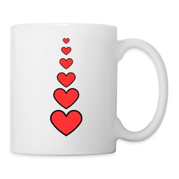 Rote Herzen - Tasse - Weiß - Rechts