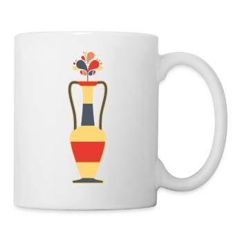 Flower vase with abstract flowers, retro style - Mug - white - Right
