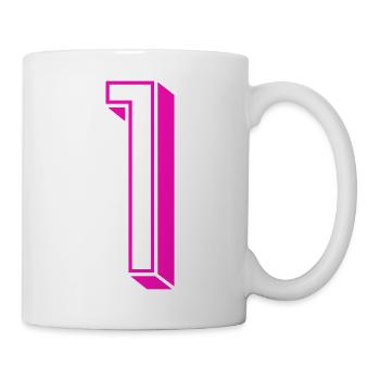 Zahl eins - Nummer 1 pink Mädchen Trikotnummer - Tasse - Weiß - Rechts