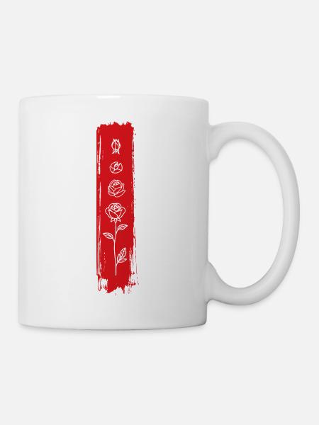 Vertikale Rosen-Pinselkunst - Tasse - Weiß