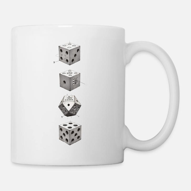 Dés géométriques D6 – Design minimaliste - Mug blanc - blanc