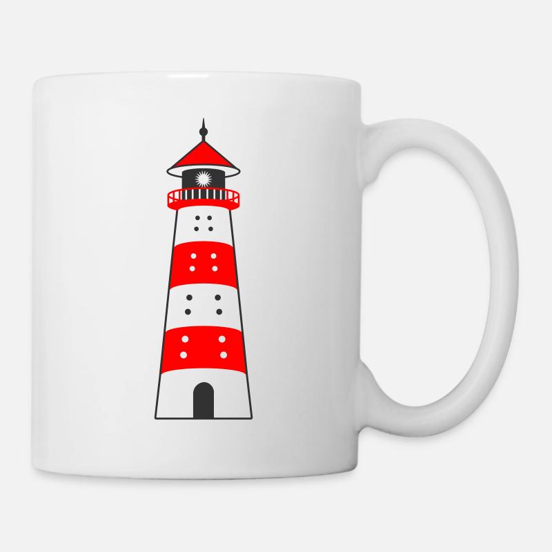 Lighthouse white-red - Mug - white
