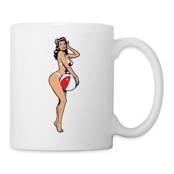 Pin-up-Strandball-Druck - Tasse - Weiß - Rechts