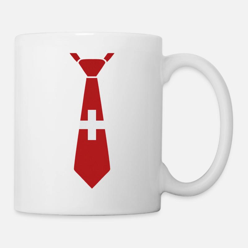 Schweizer Krawatte – Flaggendesign - Tasse - Weiß