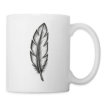 Black glitter feather with texture - Mug - white - Right