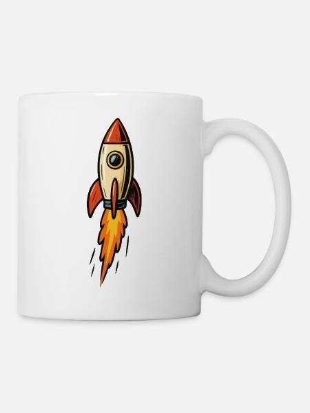 Raketen-Illustration Feuerflug - Tasse - Weiß